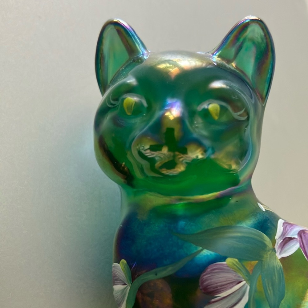 Fenton Green Cat Glass Figurine - Picture 7 of 8